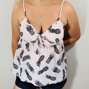 Candies Pink and Black Pineapples Tank Top